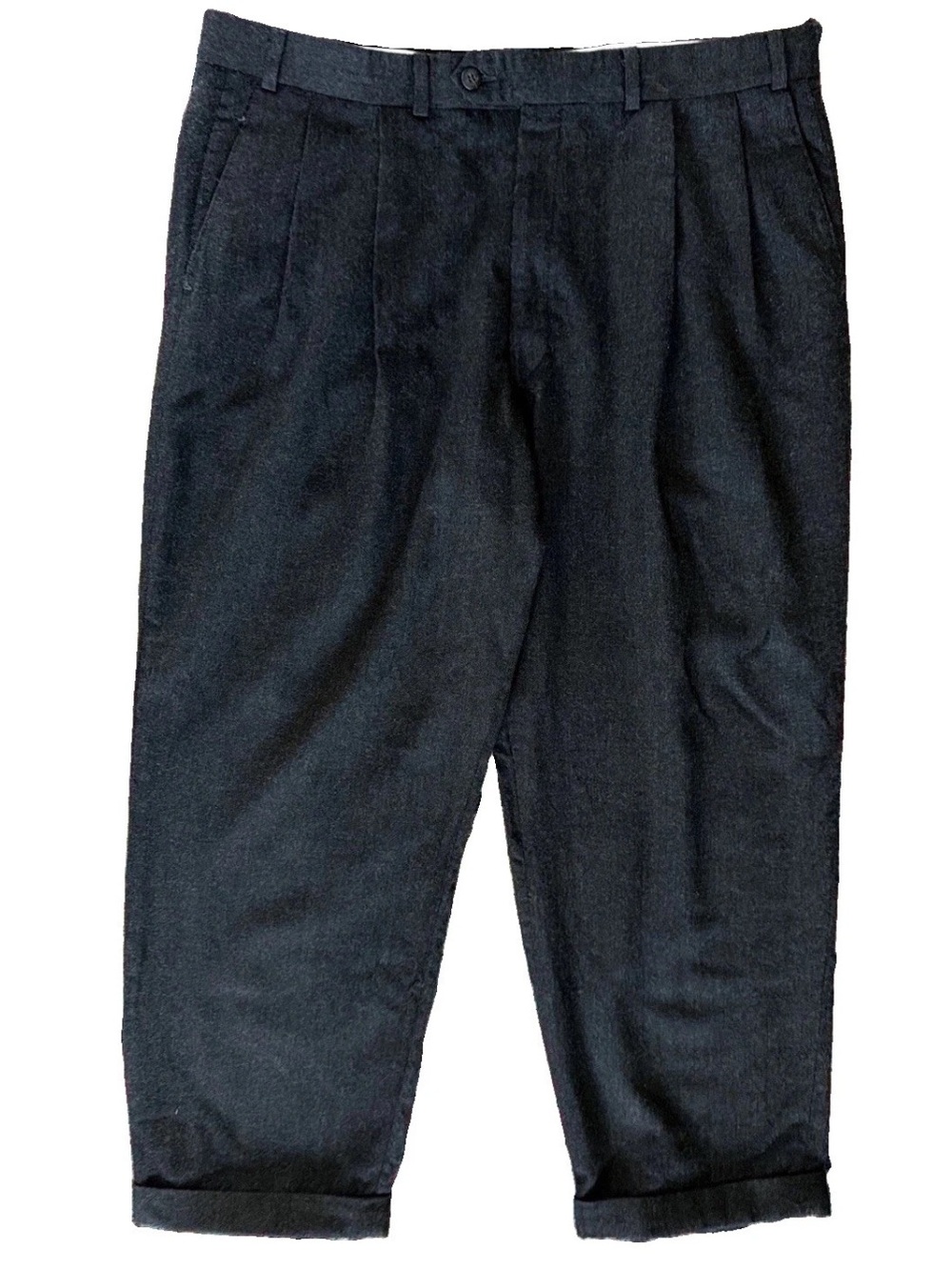 Chaps Ralph Lauren Gray Wool Pleated Trousers Made Canada Mens 36 x 27 VTG